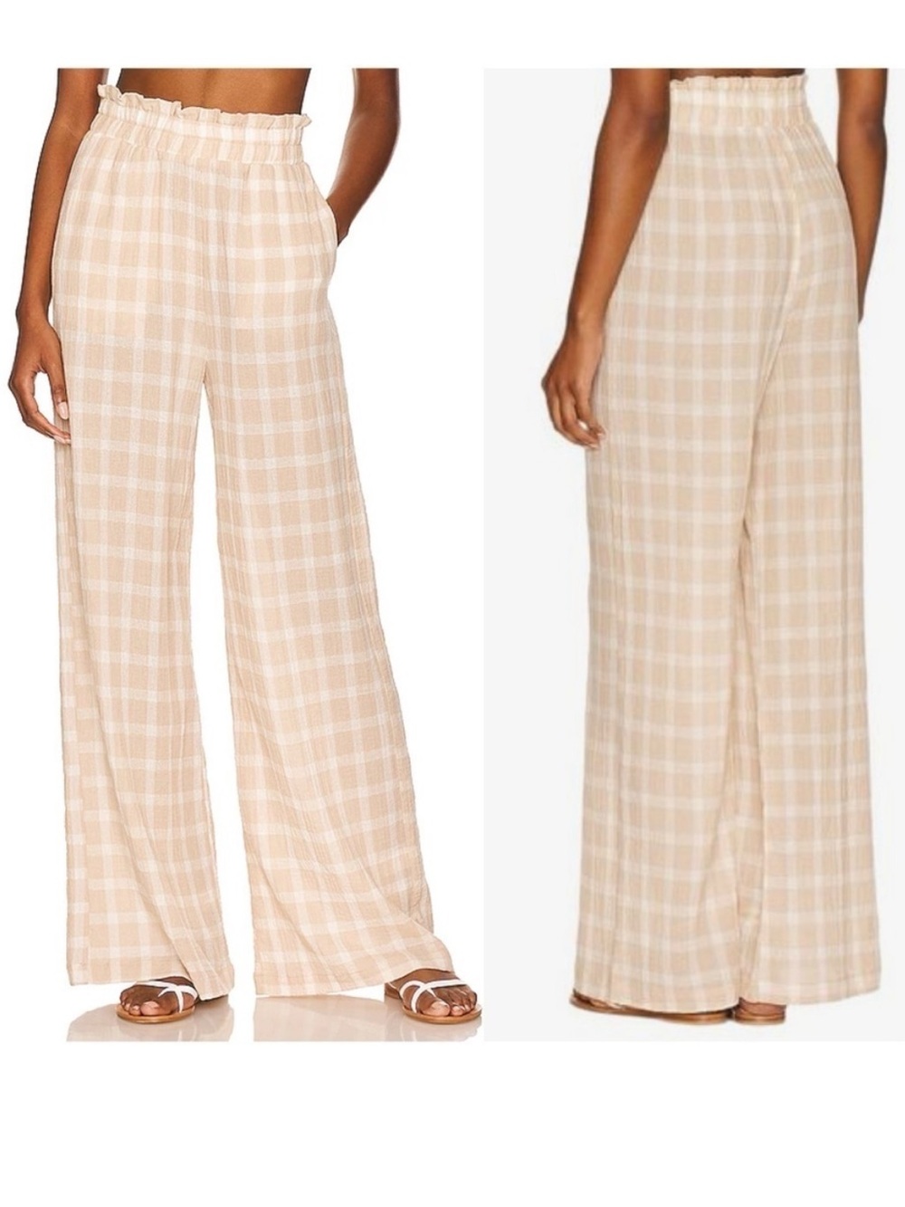 SHOW ME YOUR MUMU Roitman Pant In Cream Plaid Size XS